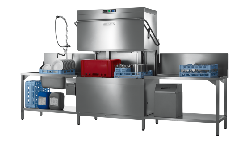 Premium dubbele doorschuif vaatwasmachine die voldoet aan de hoogste eisen op het gebied van gebruiksgemak en operationele kosten. Dankzij het PERMANENT-CLEAN systeem is het voorspoelen niet meer nodig!