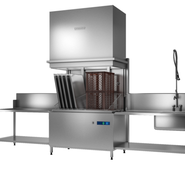 De PROFI UXTLH doorschuif gereedschappen wasmachine met dubbele capaciteit en een bovengemiddelde beladingshoogte voor extra veel vaat. Reinigt potten en pannen, maar is ook geschikt voor gietijzeren kookplaten, bakplaten, dienbladen en keukengereedschappen. Perfecte wasresultaten.