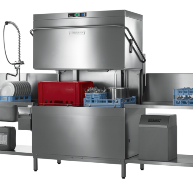 Premium dubbele doorschuif vaatwasmachine die voldoet aan de hoogste eisen op het gebied van gebruiksgemak en operationele kosten. Dankzij het PERMANENT-CLEAN systeem is het voorspoelen niet meer nodig!
