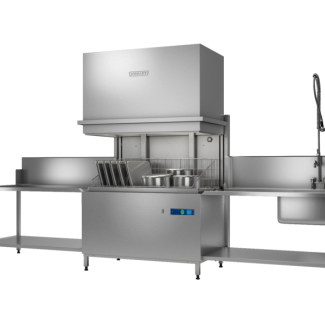 De PROFI UXTH doorschuif gereedschappen wasmachine met dubbele capaciteit voor extra veel vaat. Reinigt potten en pannen, maar is ook geschikt voor gietijzeren kookplaten, bakplaten, dienbladen en keukengereedschappen. Perfecte wasresultaten.